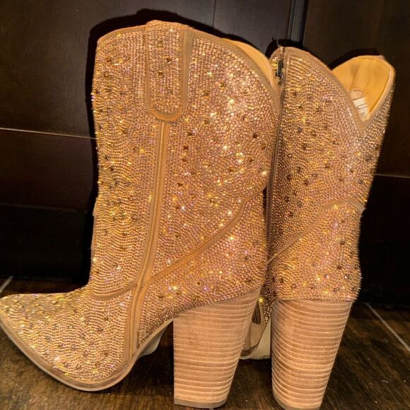 👢💎 NWT Dingo Glam Western Rosegold Rhinestone Cowgirl Boots 💎👢 DI577-RG sz 9.5 - Picture 7 of 7
